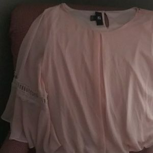Peach lined sheer top bell sleeves